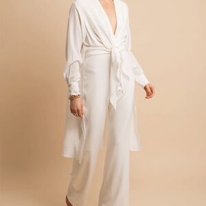 Elegant White Tie-Front Jumpsuit